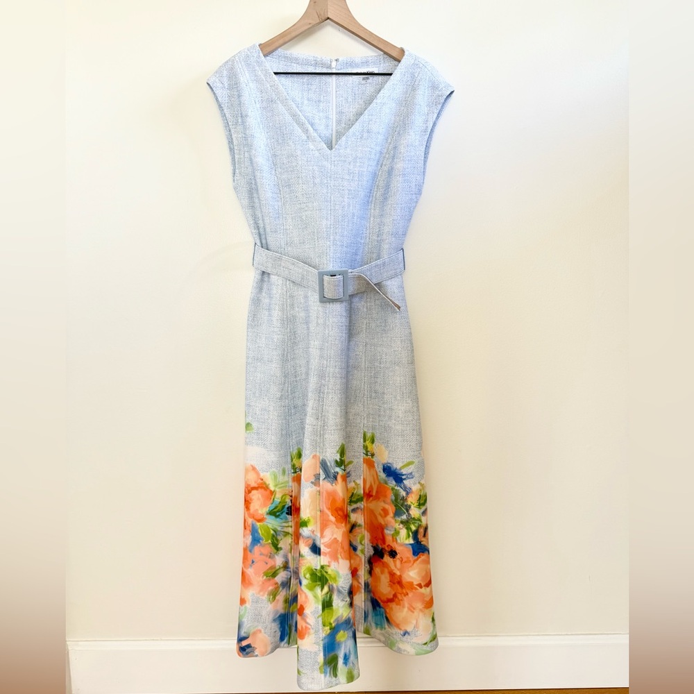 Calvin Klein Party Floral V Neck Dress Size 8